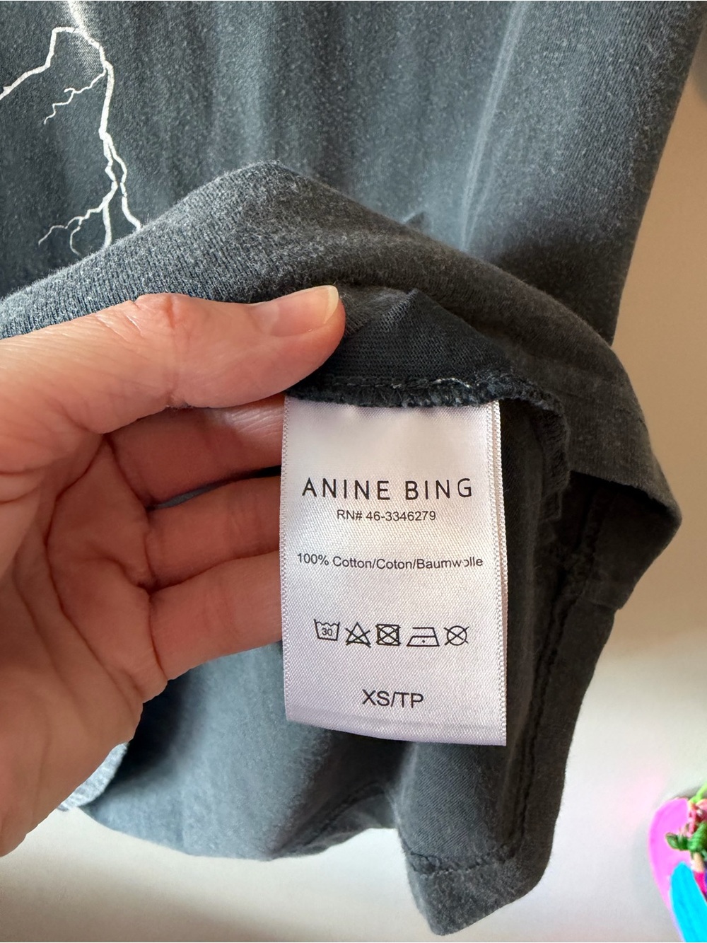 Anine Bing Black Graphic Lightning Tee - Picture 3 of 3